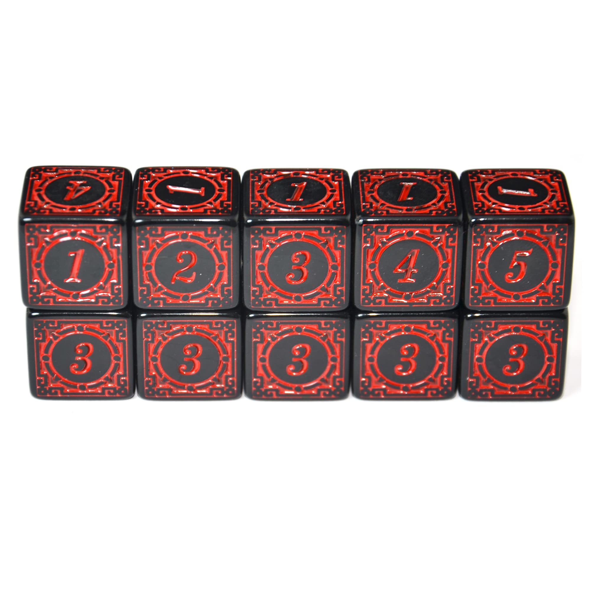 SmartDealsPro 10-Pack D6 Six Sides 16mm Dice Die for DND MTG PRG Wow Table Game Math Teaching (Red Letter)