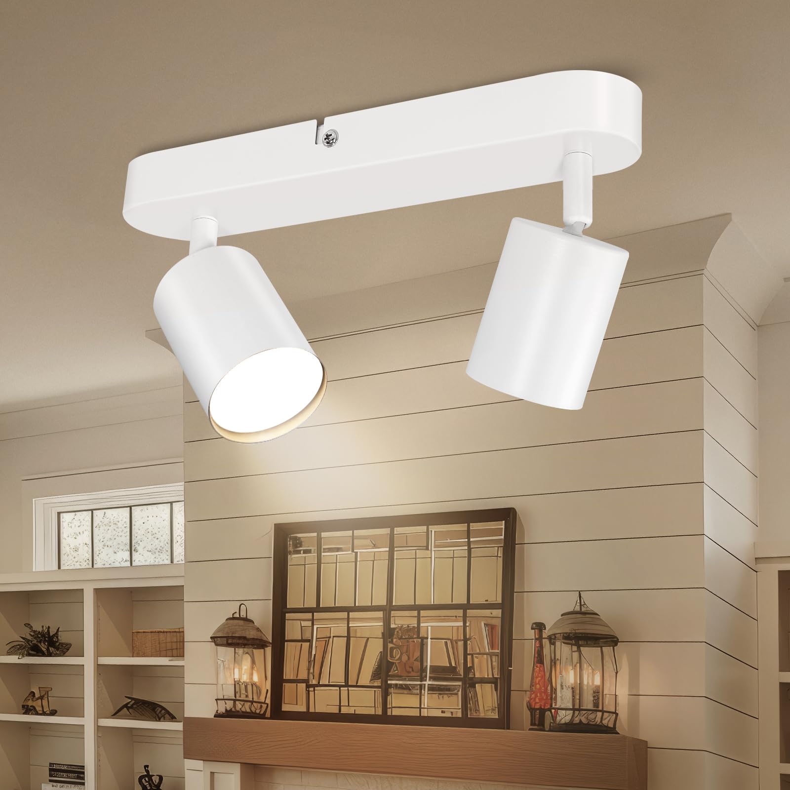 Ketom Rotatable Spotlights - 2 Way Adjustable Modern GU10 Ceiling Spot Lights for Kitchen, Bedroom, Hallway, Living Room - White - Bulb Not Included