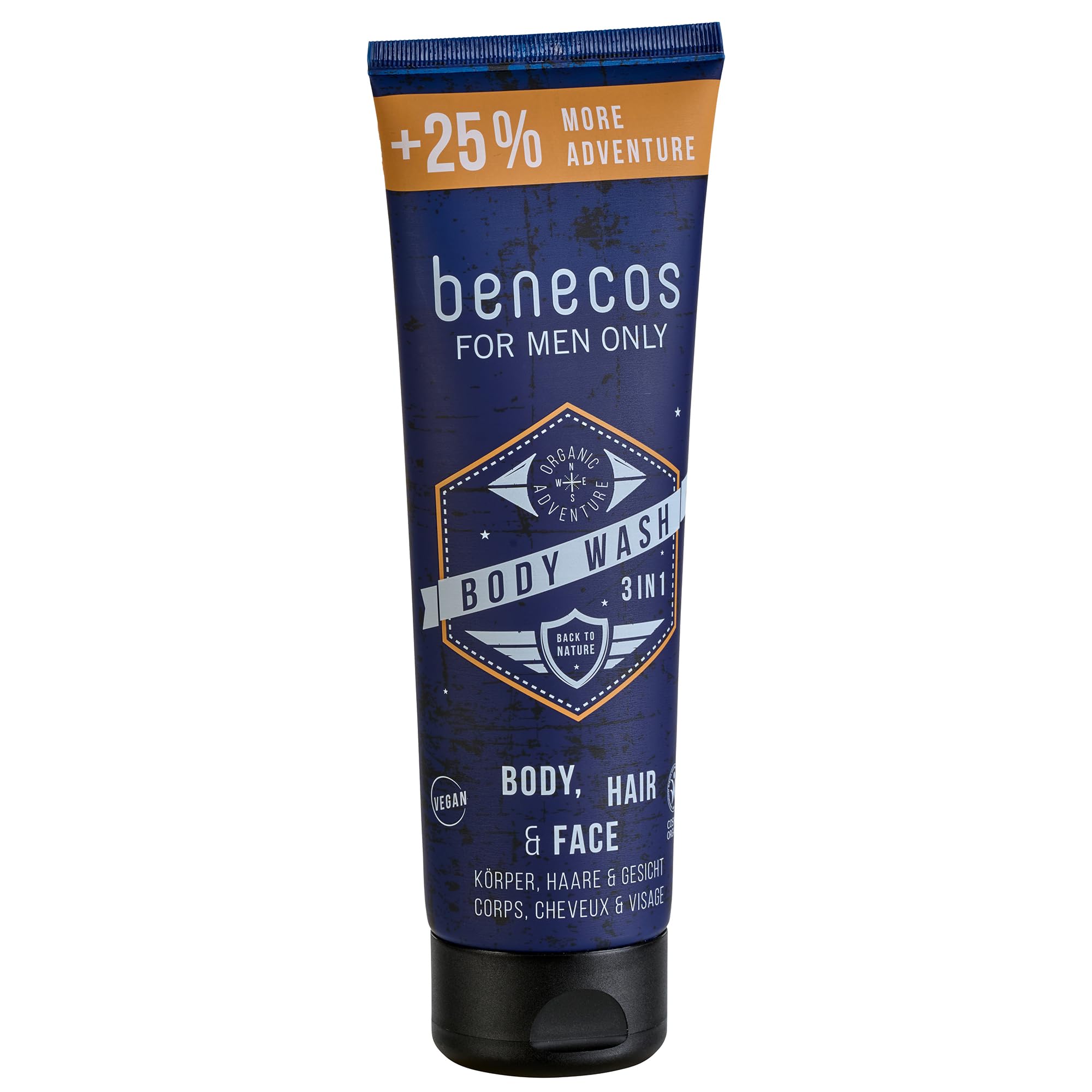 Benecos Natural Cosmetics - 3in1 Shower Gel for Body, (Beard) Hair and Face - vegan - 200 ml