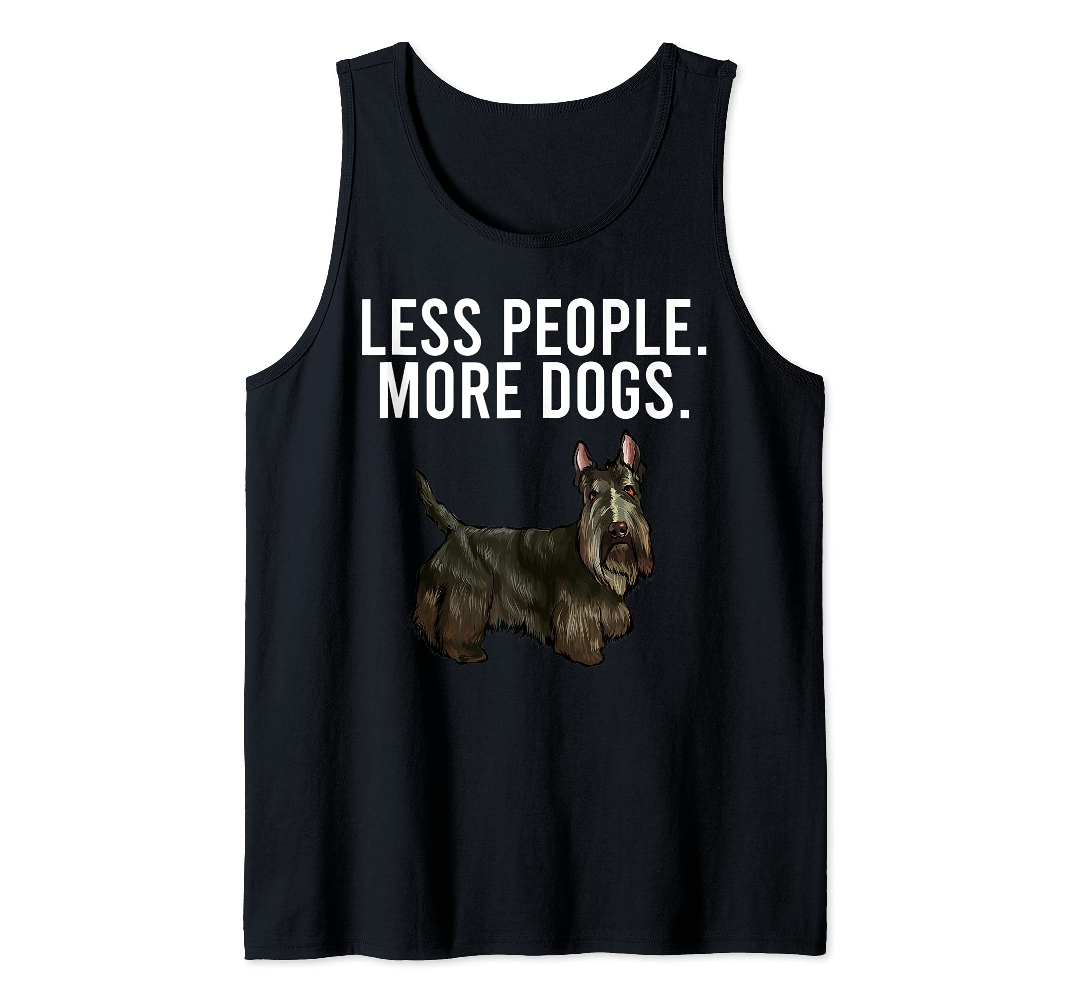 Less People More Dogs Scottish Terrier Funny Introvert Tank Top