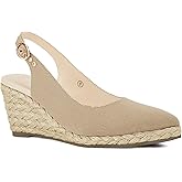 Juliet Holy Womens Wedge Sandals Espadrilles Closed Toe Slingback Buckle Strap Comfortable Casual Summer Platforms, Navy, Size 7.5