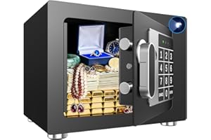 Small Home Safe, 6.7”D x 9”W x 6.7”H, Electronic Keypad Lock Security Box for Cash, Jewelry, Passport, Hidden Safe for Closet