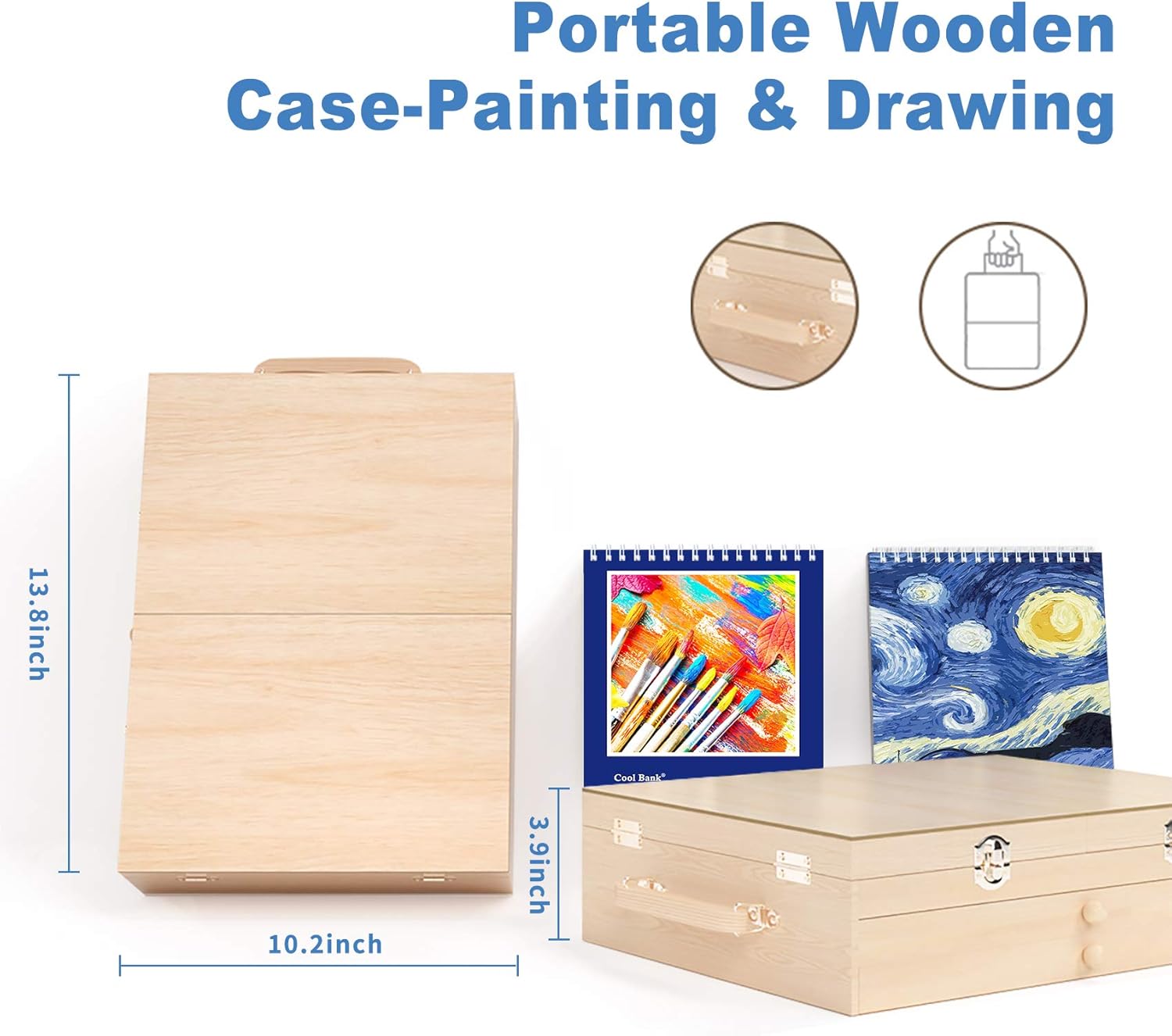 Art Set 85 Piece with Built-in Wooden Easel, 2 Drawing Pad, Art Supplies in Portable Wooden Case-Painting & Drawing Set Professional Art Kit