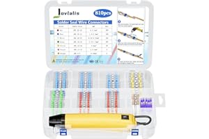 JOVLALIS 810 PCS Solder Seal Wire Connectors with Heat Gun, Self Soldering Heat Shrink Butt Connector, Waterproof Insulated Electrical Terminals Ideal for Marine, Automotive, Boat, and Truck Wiring