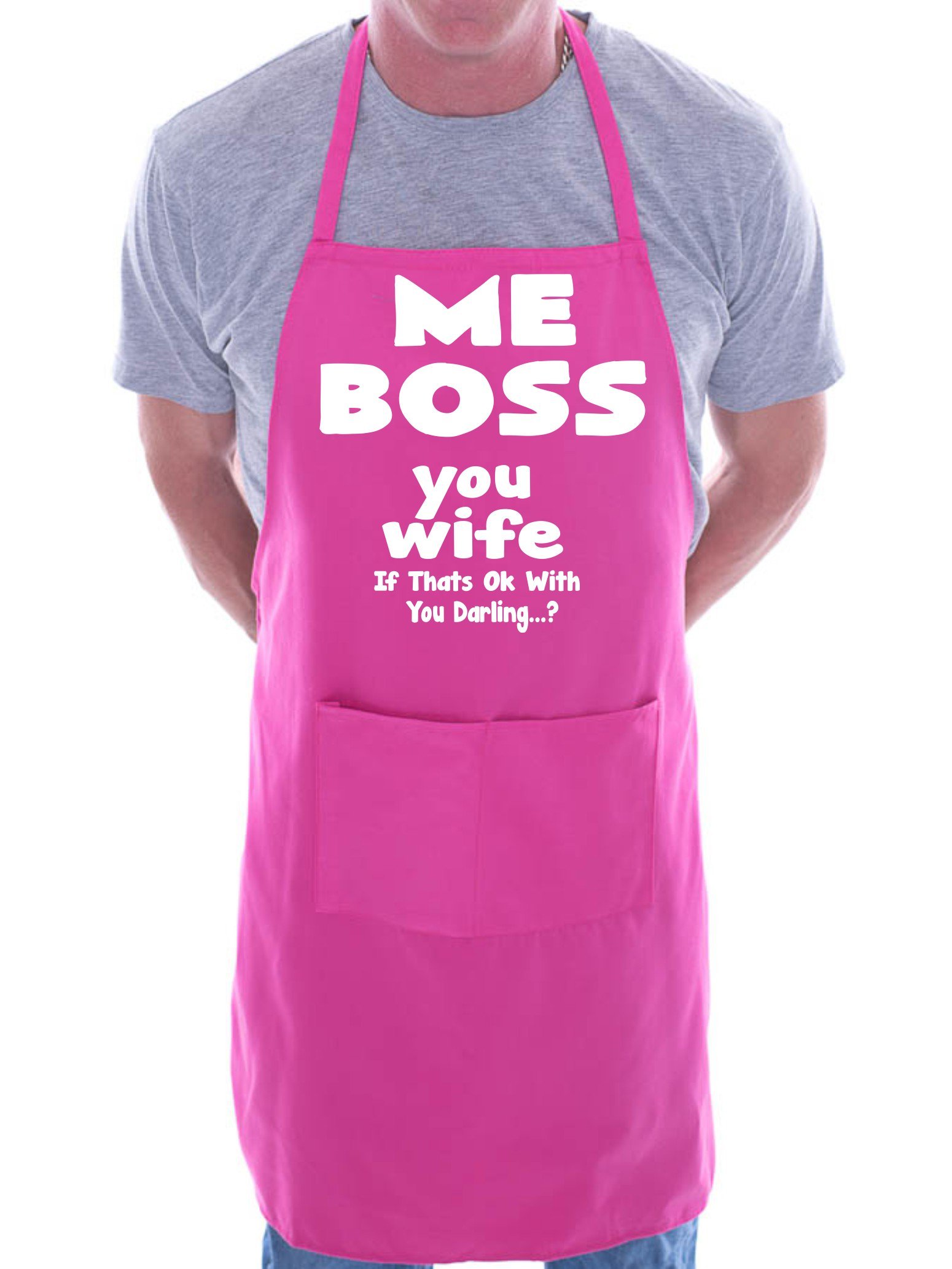 Print4U Me Boss You Wife BBQ Cooking Funny Novelty Apron Pink