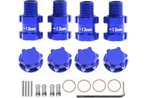 RCJTCQX Aluminum 14mm to 17mm Wheel Hex Adapter 13mm Extended + 17mm Wheel nut for 1/10 ARRMA 3S SENTON VORTEKS Typhon Big Rock Granite RC Car Upgrade Parts(Navy Blue)