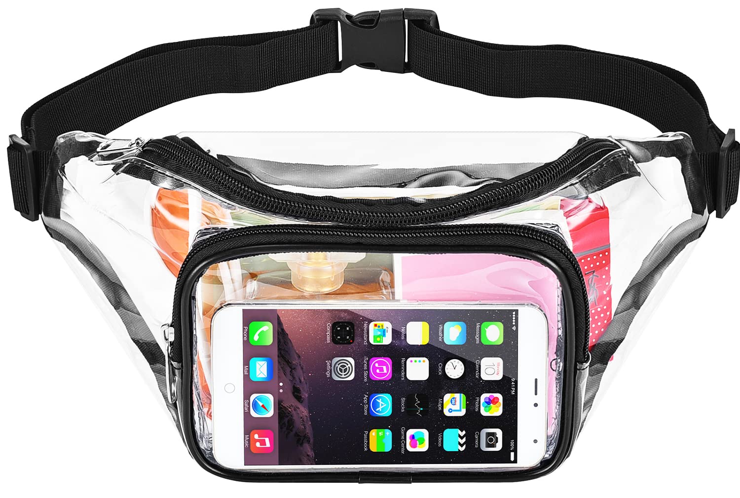 Stadium Approved Clear Fanny Pack, Waterproof Small Clear Waist Packs with Adjustable Strap for Men and Women in Festiva, Hiking, stadium events, game day, Concert and Travel