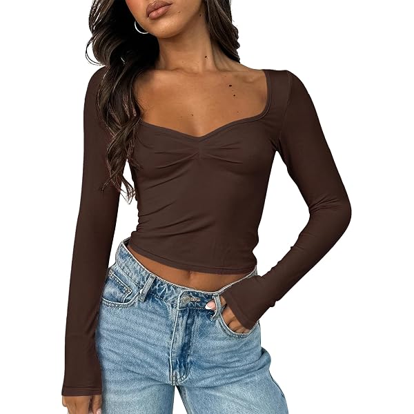 SEMATOMALA Women's Off Shoulder Long Sleeve Top - Ruched, Slim Fit Y2K Crop Top For Going Out - View #3