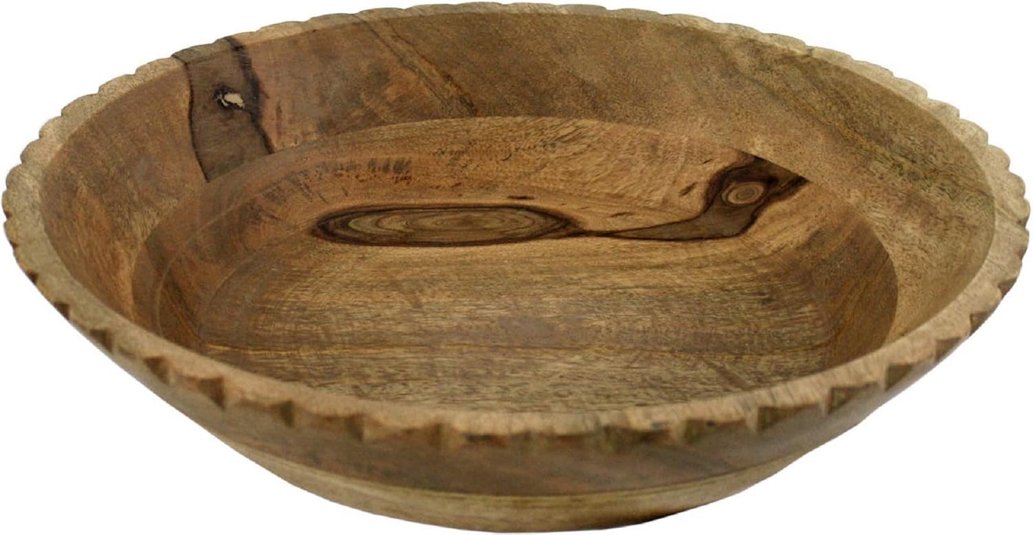 marymarygardens Natural Wooden Round Parat Style Display or Fruit Bowl