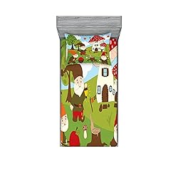 Ambesonne Gnome Fitted Sheet & Pillow Sham