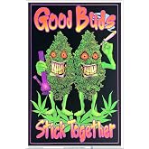 Scorpio Posters Good Buds Stick Together - Pot, Marijuana Blacklight Poster - Authentic Blacklight-Reactive Flocked Material - 23