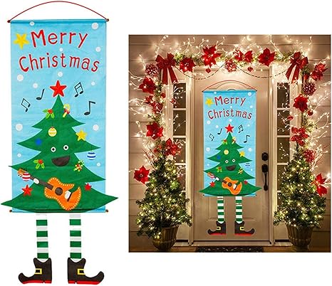 Amazon Co Jp クリスマスライトはクリスマスwreat花輪落ちます ファミリークリスマスハッピーニューイヤーホリデーデコレーション用の装飾品 クリスマスの装飾をぶら下げメリークリスマスポーチバナー Color E ホーム キッチン