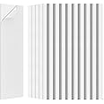 BUBOS 12 Pack Large Acoustic Panels,47.2x11.8Inch Soundproof Panels for Walls,Self Adhesive Acoustic Wall Panels,Decorative Sound Panels for Home Studio Office (White)