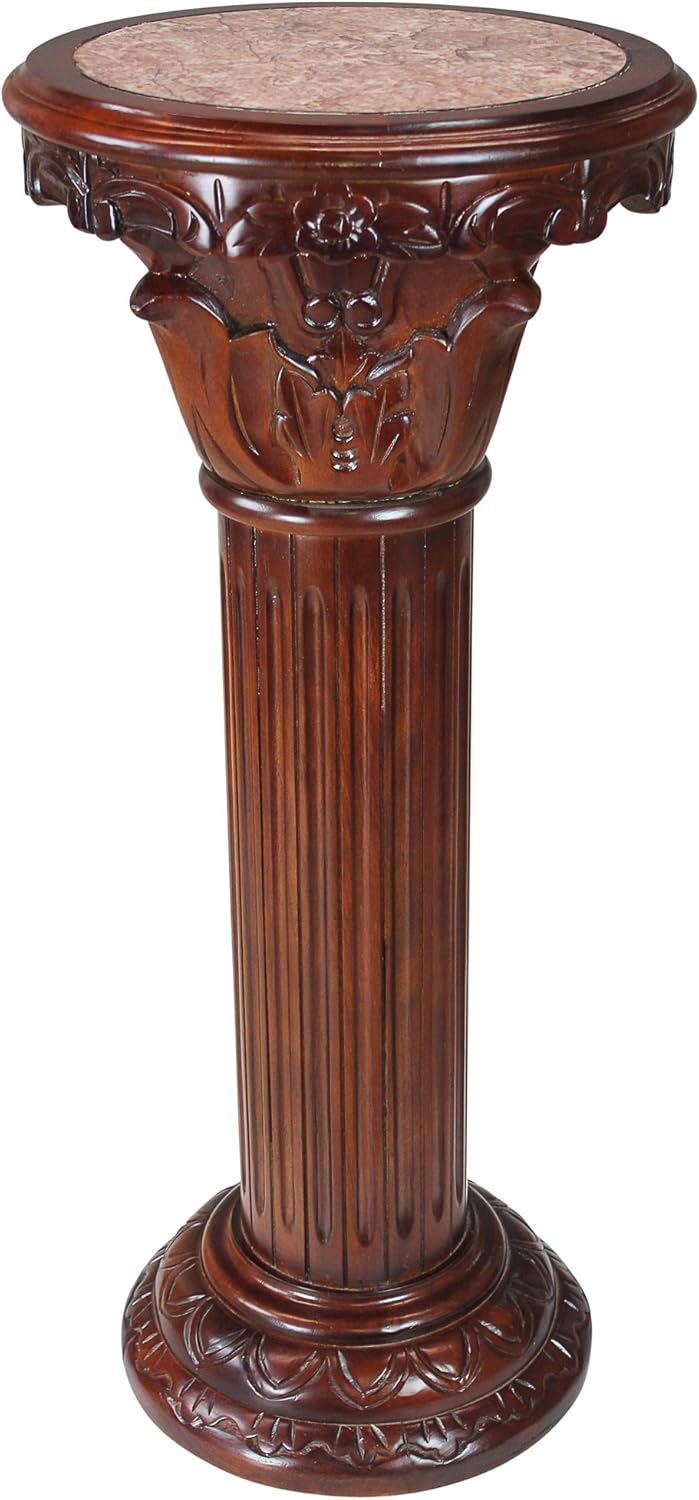 Design Toscano Imperia Pedestal Column Plant Stand, Large, Hardwood and