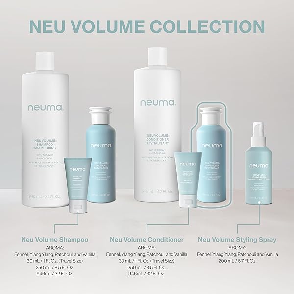 NEUMA NEU VOLUME CONDITIONER 8.5 FL. OZ. FENNEL, YLANG YLANG, PATCHOULI, AND VANILLA SCENT, MOISTURIZING CONDITIONER SULFATE FREE PARABEN FREE