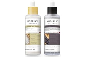 OVICISK Peel Shot Glow Rice Ampoule Duo Set Day & Night, Gentle Peel + Pore Minimizing & Deep Hydration, Black and White Rice Exfoliant for All Skin Types, 2PCS (White Rice+Black Rice) -A