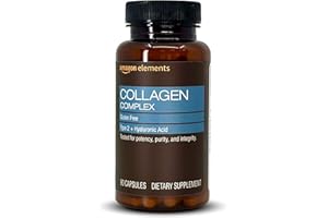 Amazon Elements Collagen Complex, Type II with Hyaluronic Acid, 90 Capsules, 3 Month Supply