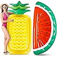 Libima 2 Pcs Giant Pool Floats Large Fruit Food Float Inflatable Pineapple Eggplant Watermelon Ice Lolly Cupcake Pizza Hot Dog Raft Summer Beach Swimming Pool