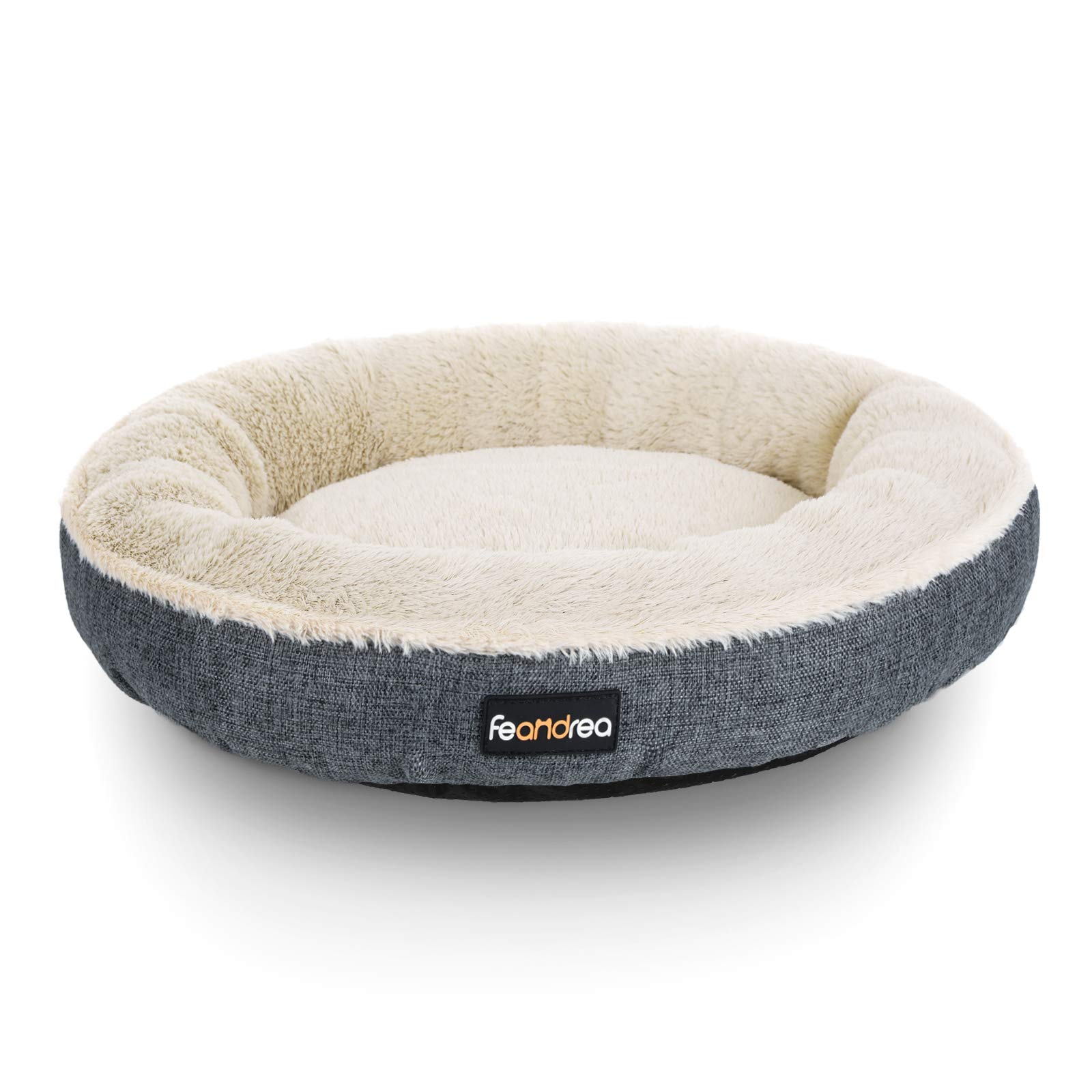 FEANDREA Dog Bed, Cat Bed, Donut Shape, 65 cm Dia, Dark Grey PGW065G01