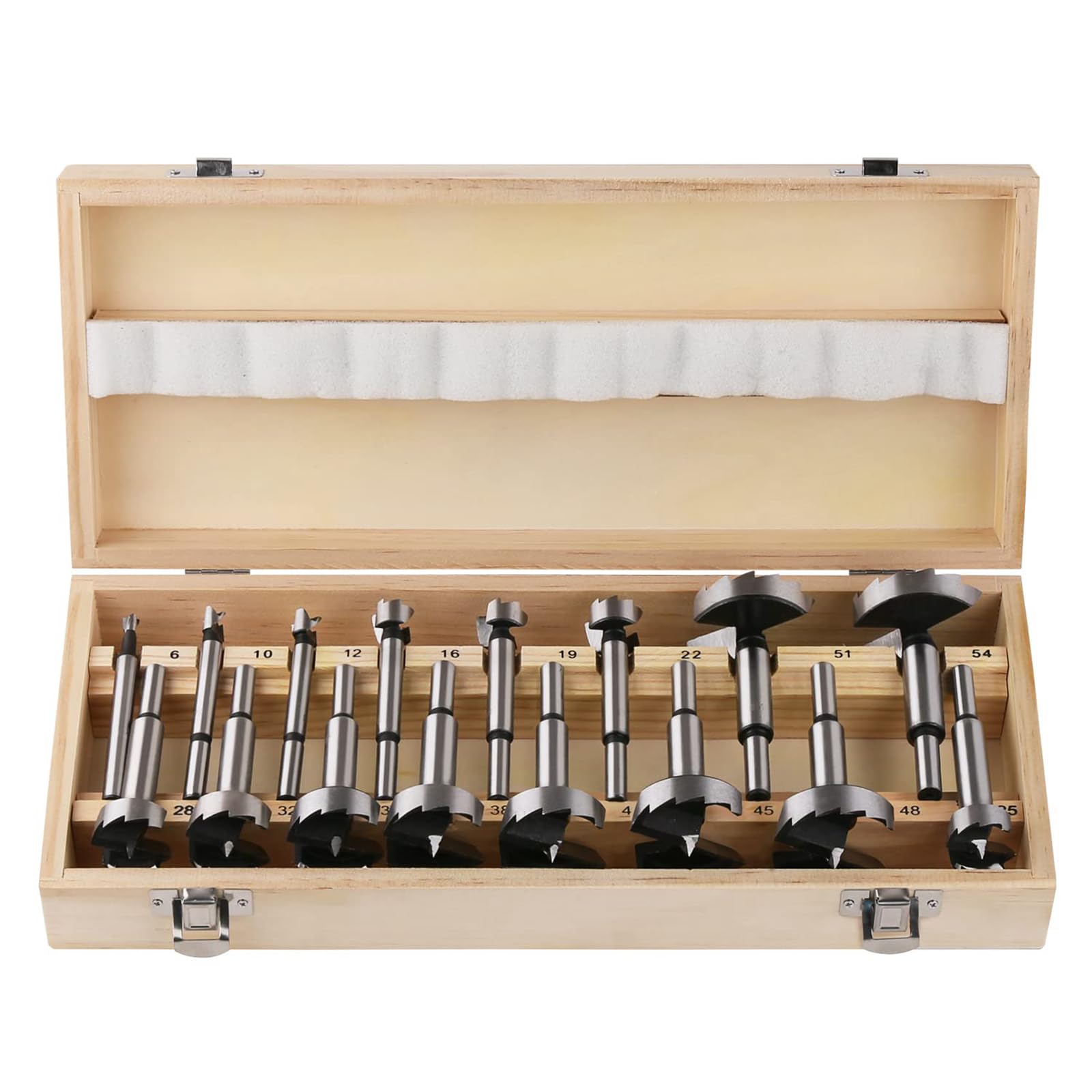 Vearter Forstner Drill Bit Set, 16PCS 6-54mm High Carbon Steel Woodworking Tools Hole Saw Cutter Hinge Boring Drill Bits