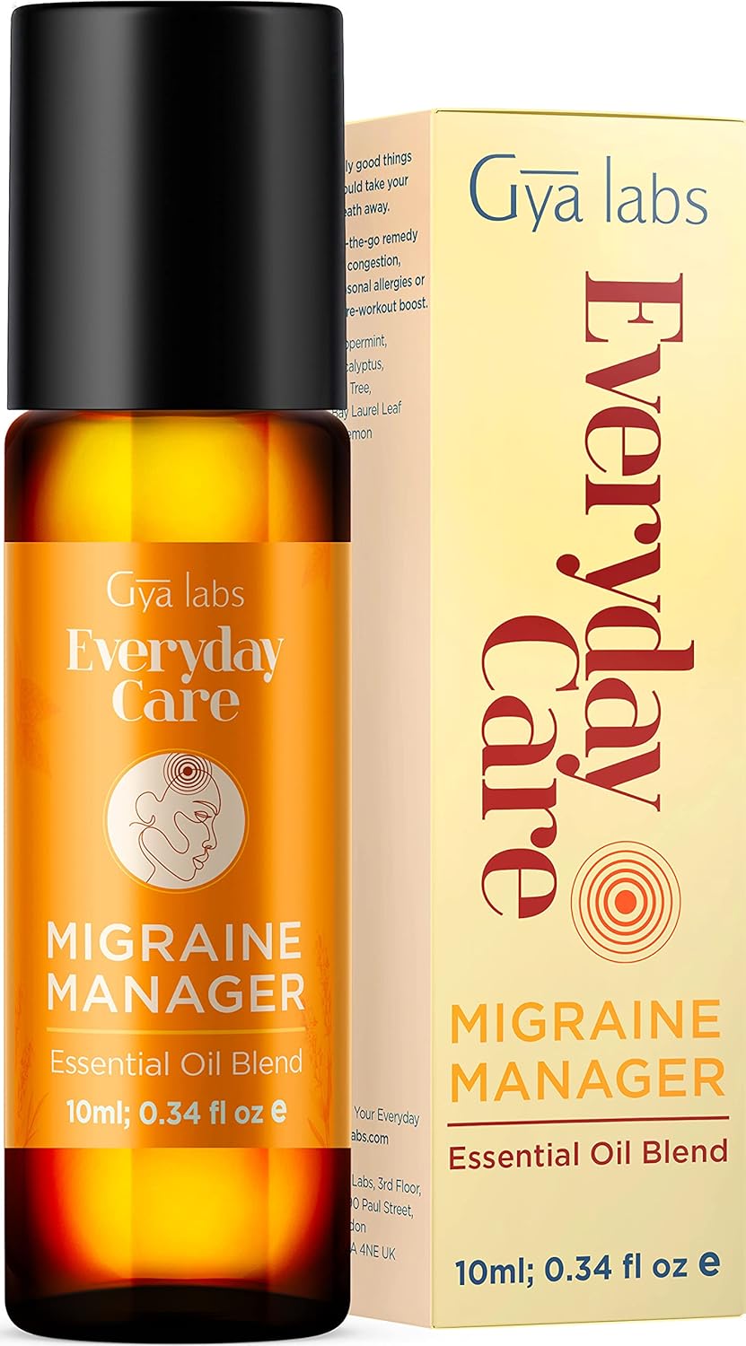Gya Labs Migraine Essential Oil Roll on, Migraine Relief Stick Roller, Fast Comfort for Head Tension 100% Pure and Natural