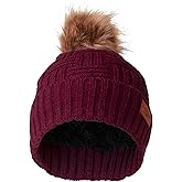 Britt's Knits Women's Plush-Lined Knit Hat with Pom