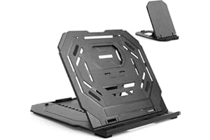 Frunsi Drawing Tablet Stand, Laptop Stand, Foldable Stand for Tablet Display, 9 Levels Adjustable Angles with a Built-in Phone Holder, for 12-17 inch Drawing Tablet, Smartphones