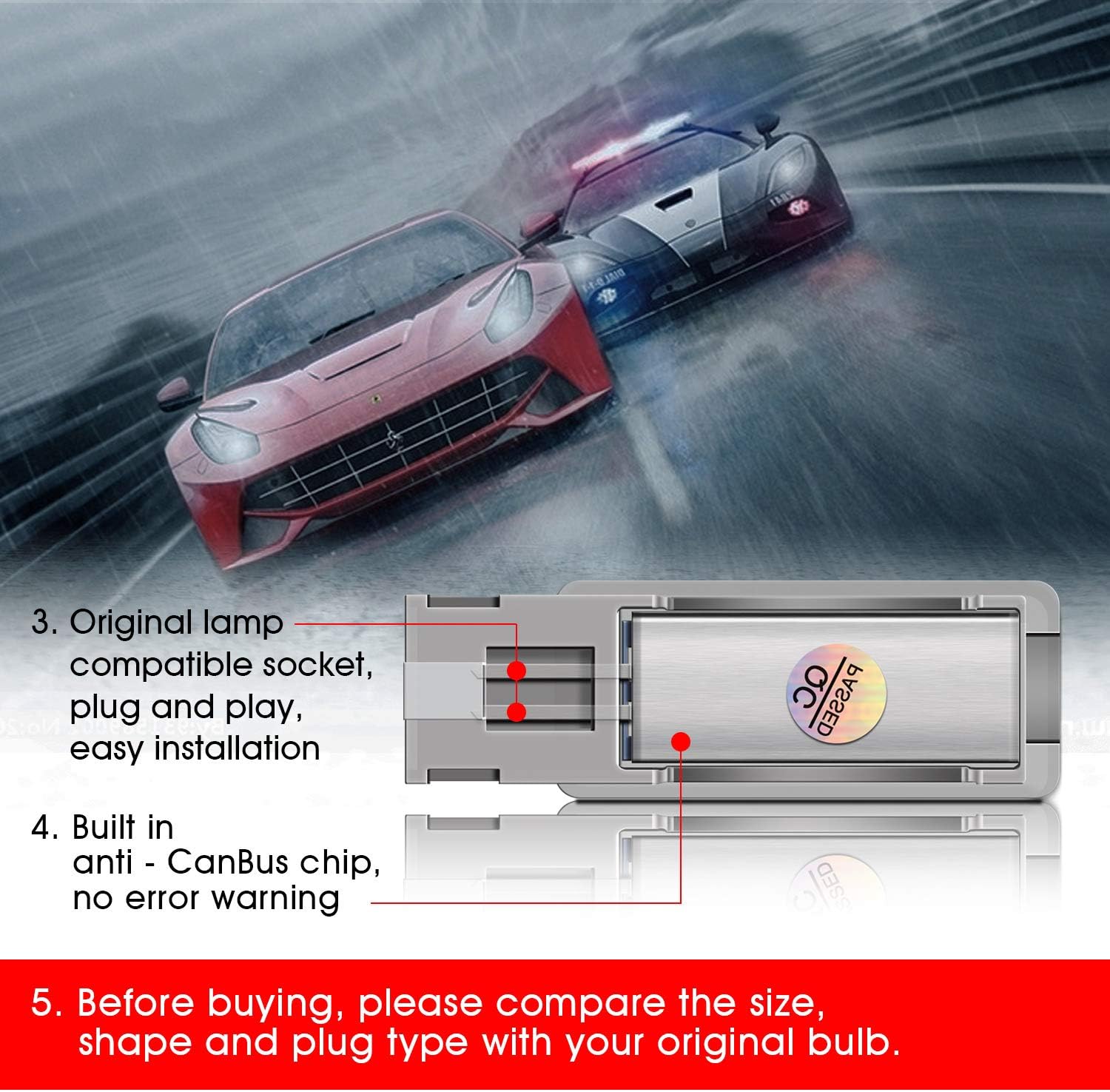 WinPower LED Footwell Light Under Door Lights Luggage Lamp Glovebox Bulb Trunk Lights 6000K White Compatible with Passat B6/B7/B8 Golf 5/6/7/plus A3/S3 8L A4/S4 B5 RS4 A4 B9 Superb Rapid etc - Image 5