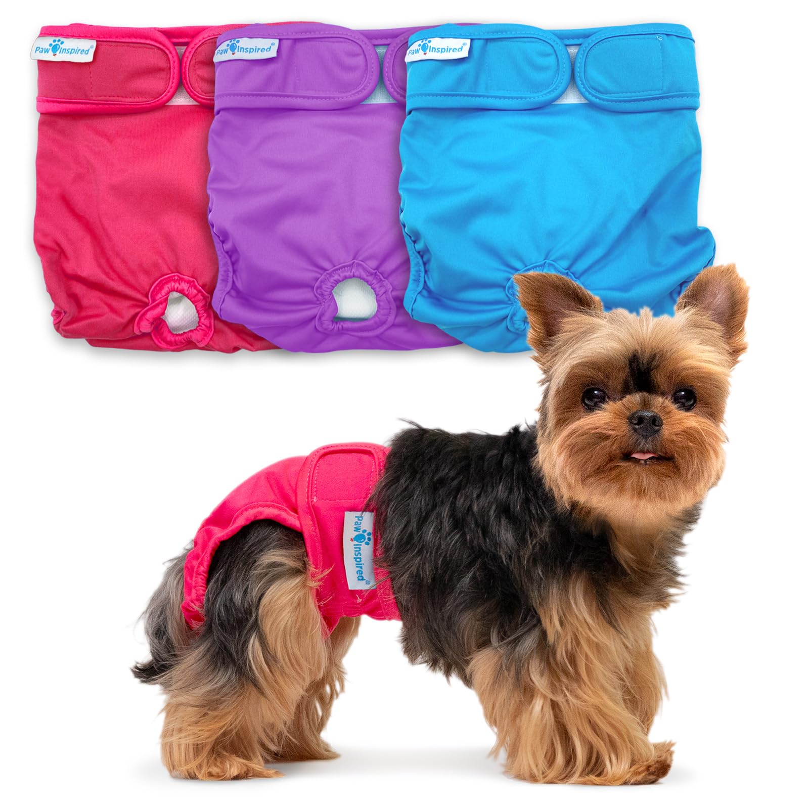 Paw Inspired Ultra Protection Washable Dog Diapers, Reusable, Female, 3 Count, X-Small