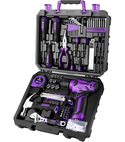 DEKOPRO Drill Set: Tool Set with 8V Blue Cordless Drill, Home Tool