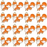 SUNNYCLUE 1 Box 30Pcs Fox Charm Animal Enamel Charms Bulk Golden Metal Alloy Thanksgiving Day Orange Animals Foxes Mini Dangle Charm for Jewelry Making Charms Bracelets Earring DIY Crafts Accessories