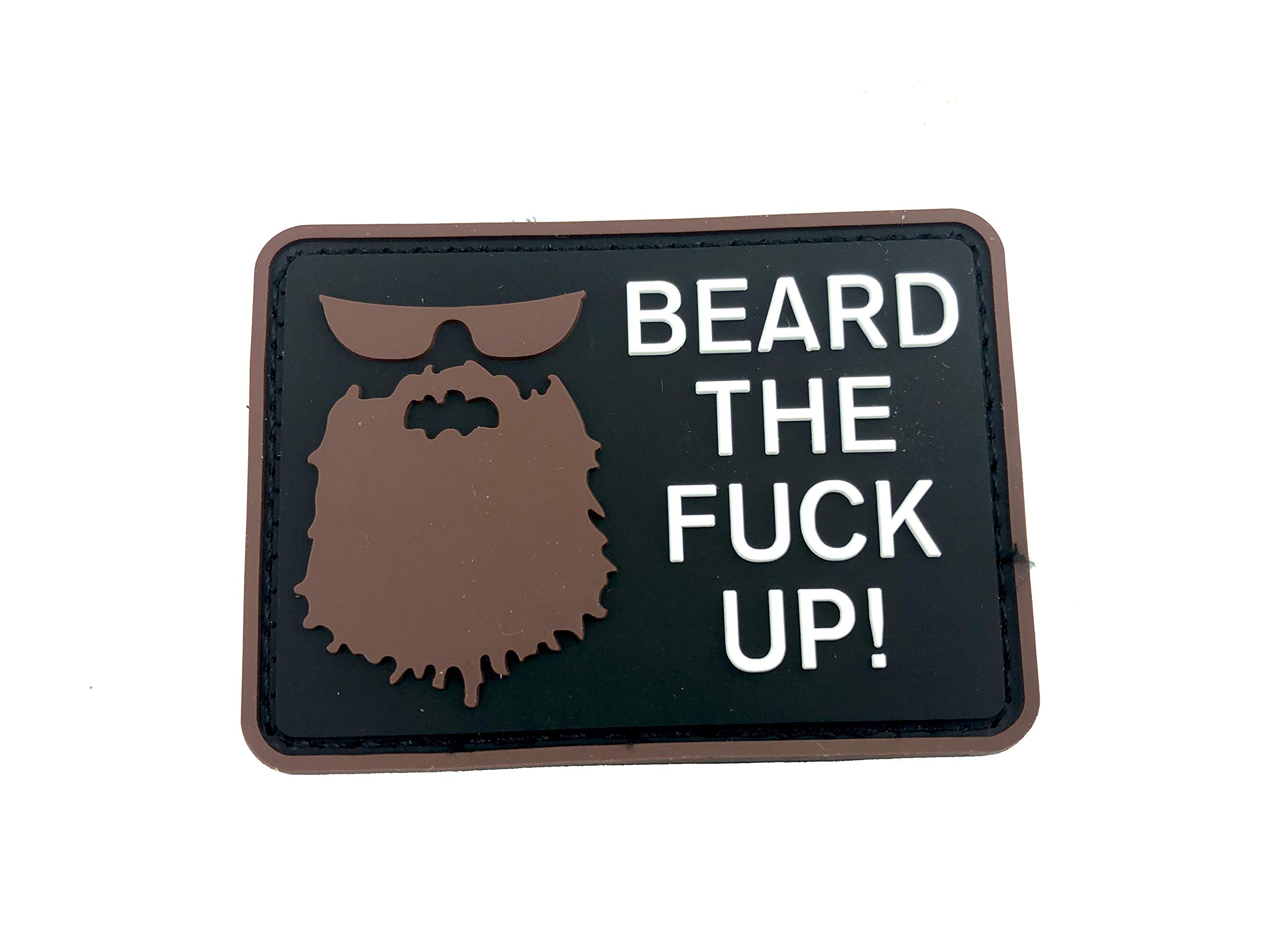 Beard The F*** Up Brown Airsoft Paintball Morale PVC Patch