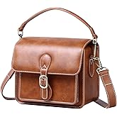 Cwatcun Camera Shoulder Bag Compact Camera Case Waterproof Retro Compatible for Canon Nikon Sony SLR DSLR Mirrorless Camera and Lens Brown, Small