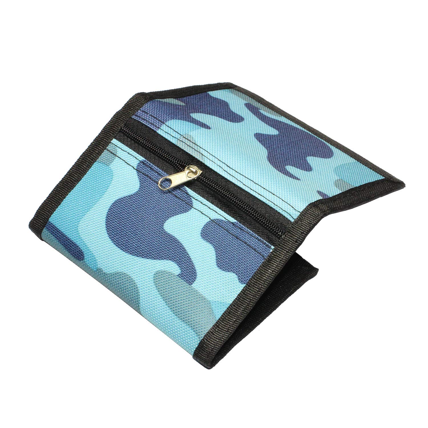 RFID Slim Camouflage Wallet For Kids/Trifold Wallets for Men/Mini Trifold Coin Purse with Zipper for Kids - BLUE