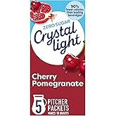 Crystal Light Drink Mix, 5 Pitcher Packets Cherry Pomegranate, 2.2 oz | for Flavorful Hydration and Shareable Refreshment Zero Sugar, Low Calorie Gluten Free