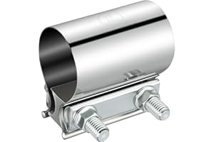EVIL ENERGY 2.25IN Butt Joint Exhaust Clamp Sleeve Band 304 Stainless Steel Material for Muffler, Exhaust System Connection a