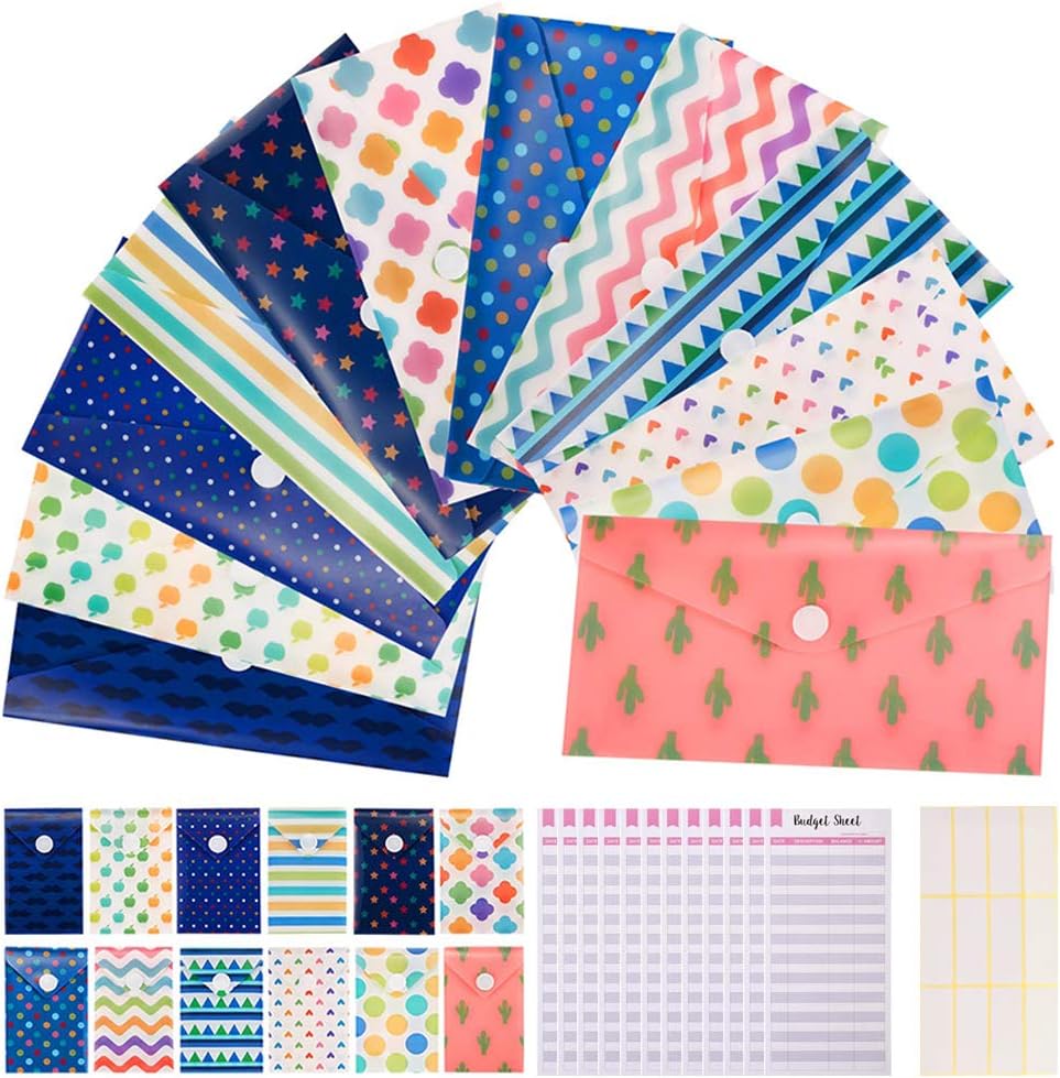 12 Pack Cash Budget Envelopes System Waterproof Reusable Plastic Cash Envelope 12 Pack Plastic