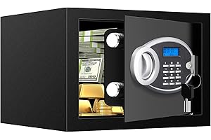 VIDXCVIT 0.8 Cubic Small Safe Box Fireproof Waterproof, Digital Home Security Box with Programmable Keypad and Spare Keys, Document Safe for Money Firearms Medicine Valuables