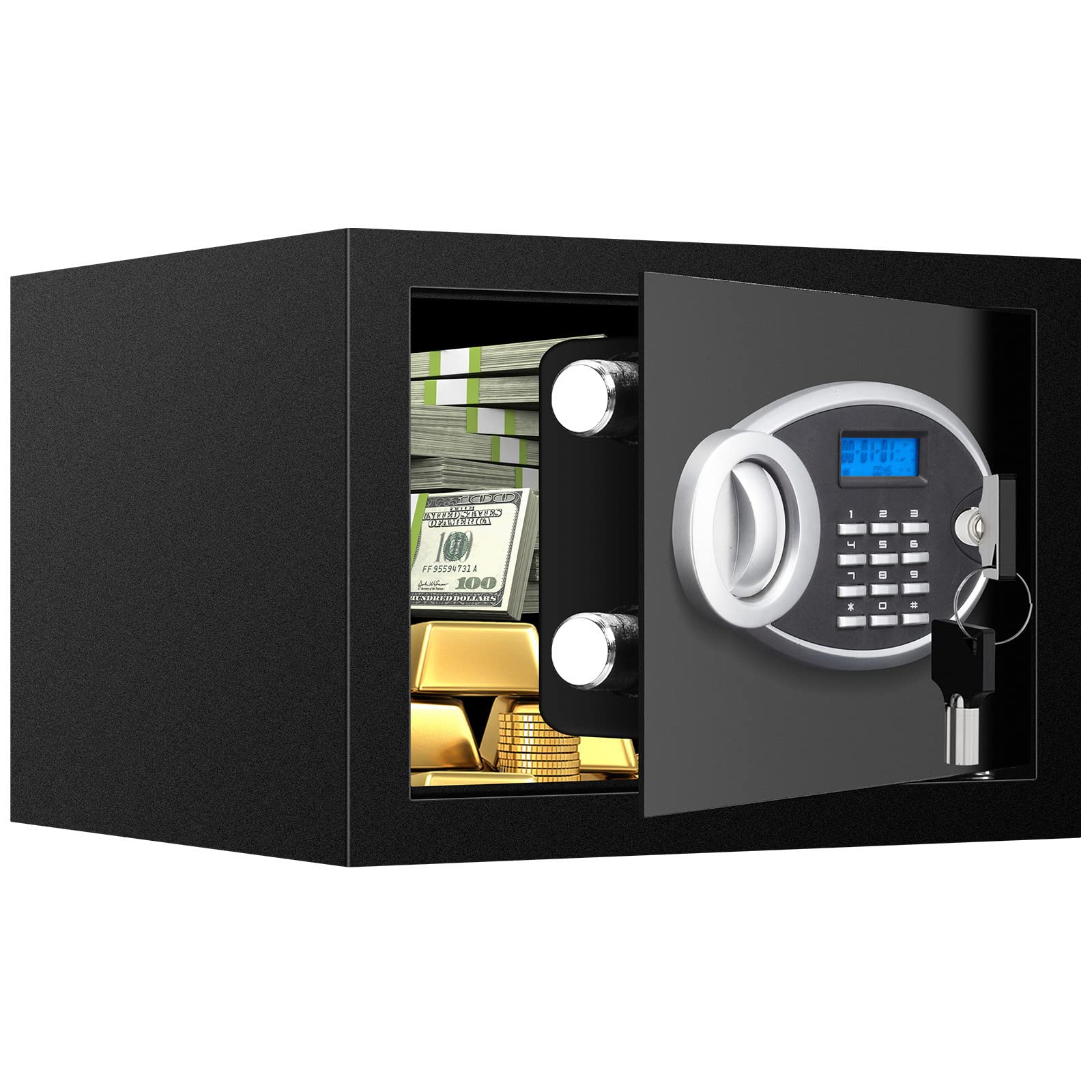 Photo 1 of 0.8 Cubic Small Safe Box Fireproof Waterproof, Digital Home Security Box with Programmable Keypad and Spare Keys, Document Safe for Money Firearms Medicine Valuables