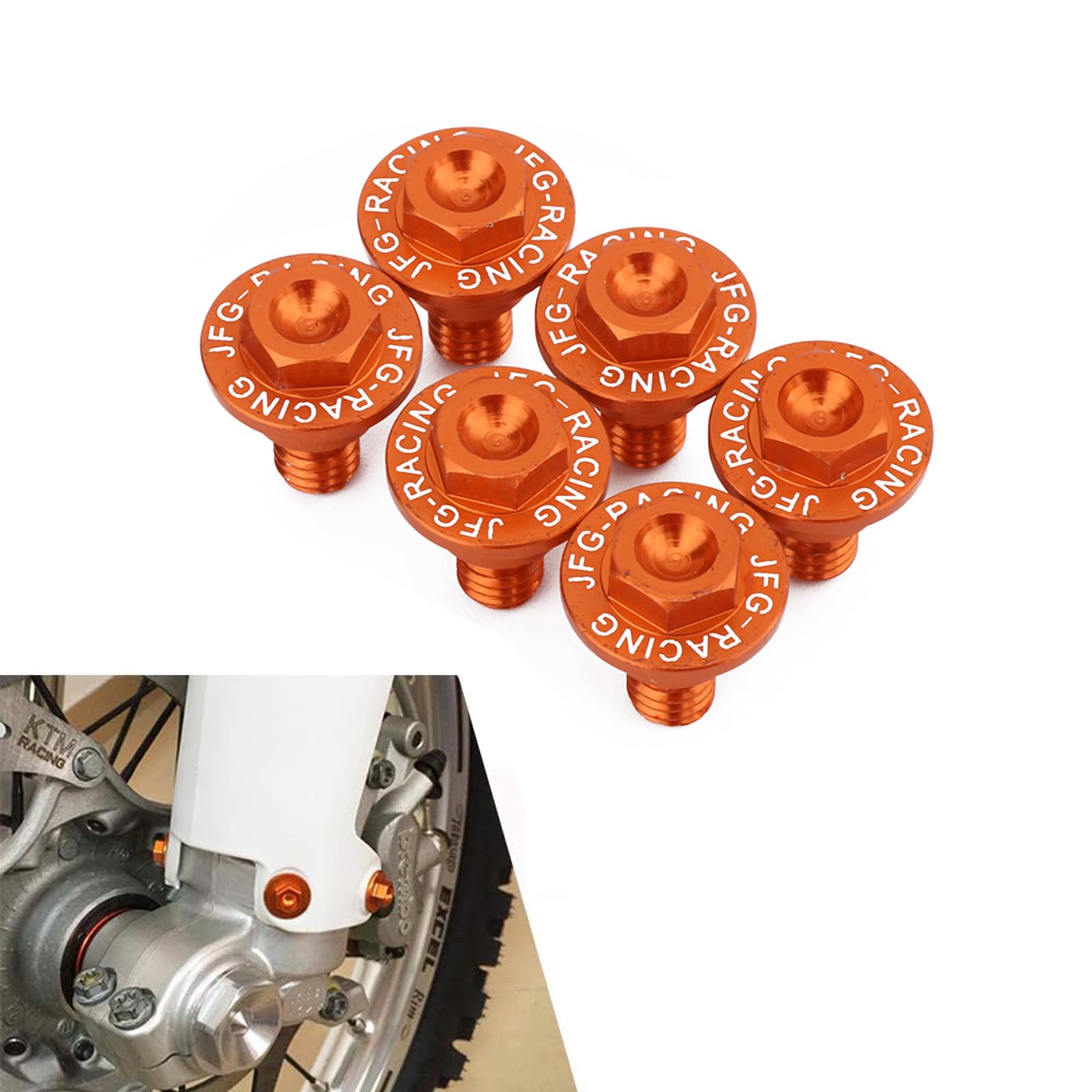 6PCS Motorcycle Front Forks Guard Bolts for 50/65/85SX 125-530SX/SX-F/XC/XC-F/EXC/EXC TPI/EXC-F/XC-W/XCF-W 690ENDURO/R Orange
