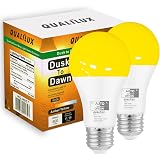 Gonhom Dusk To Dawn Bug Light Bulb Outdoor,4 Pack Amber Bug Light Bulb,Auto On/Off,10W(100W Equivalent),E26 Base,Bug Lights For Outside.Home Hallway Porch Corative Lamps.Bedroom