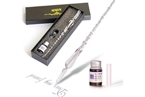 AOKUY Glass Dip Pen Set,Calligraphy Pen,Crystal Signature Pen for Art, Writing, Signatures -Decoration and Business Gift