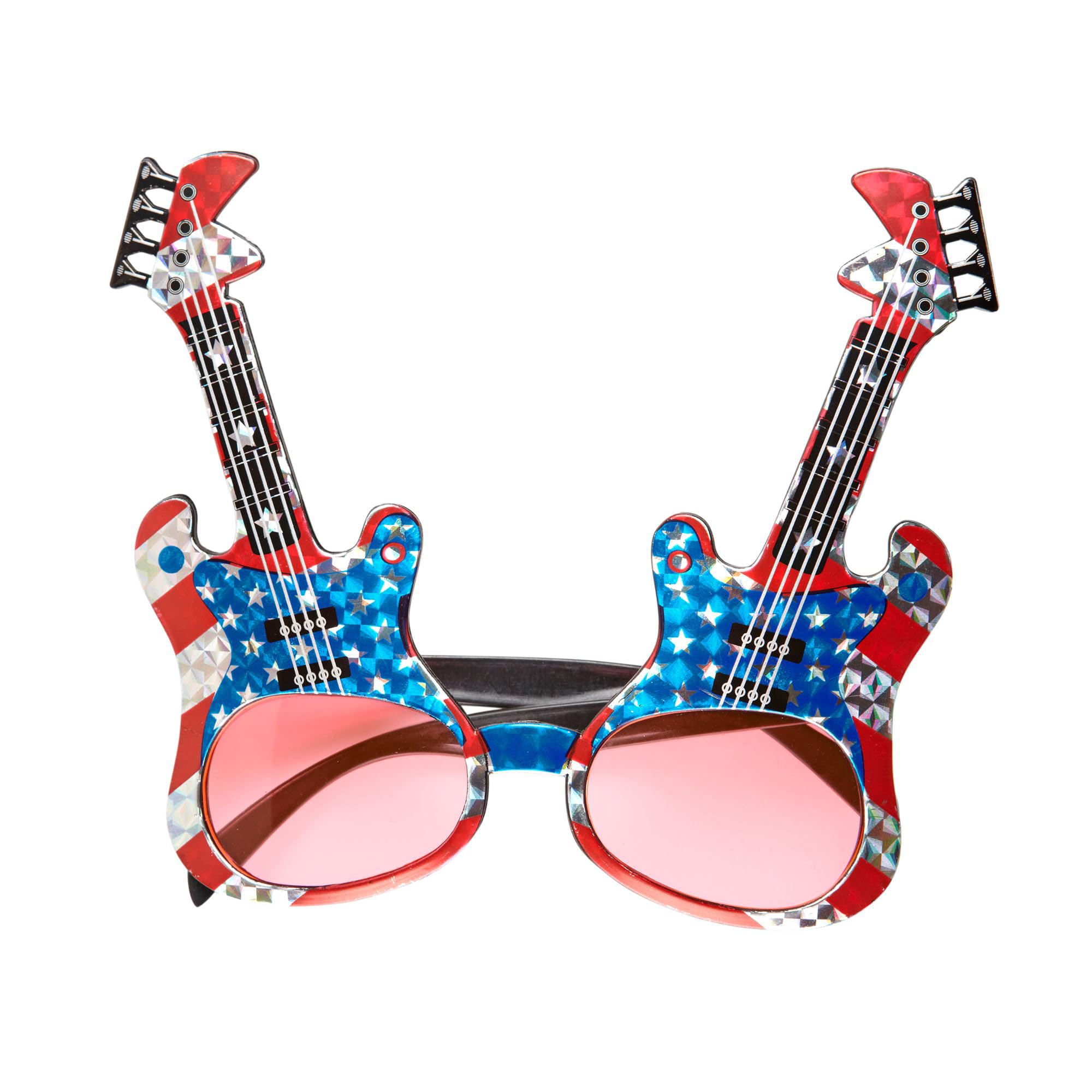 W WIDMANN MILANO Party Fashion - Stars and Stripes Guitar Glasses, for Adults Unisex, 80s, 90s, Rock Star, Pop Star, Musicians, Celebrities, Punk, Rave, Carnival, Theme Parties