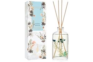 COCORRÍNA Reed Diffuser - Ocean Breeze 5.41 oz Flower Reed Diffuser Set with Sticks, Bedroom Bathroom Shelf Decor (Scented Blooms Collection)