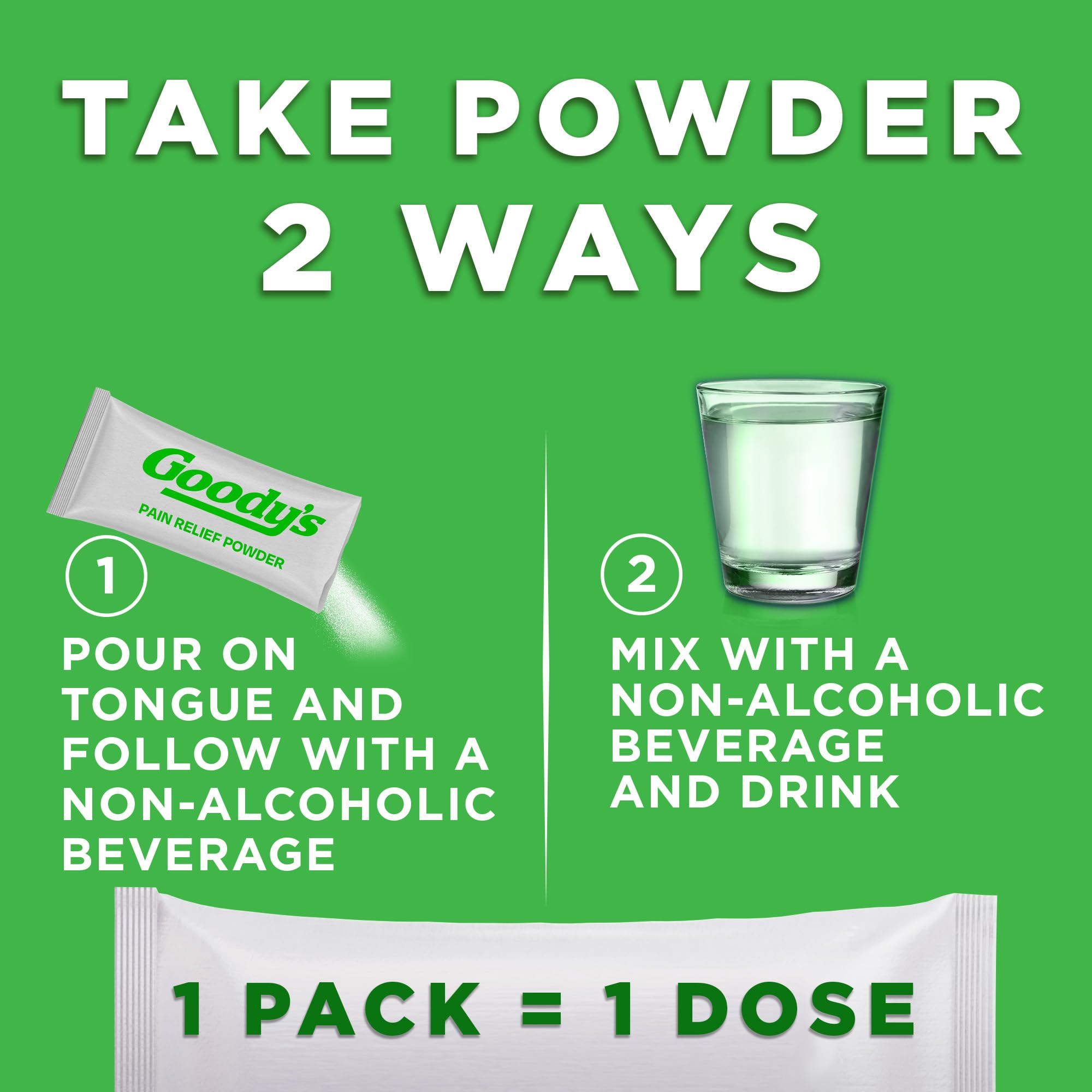 Goody's Hangover Relief Powder, Dual Action Fast Headache Pain Relief with Aspirin and Caffeine, Berry Citrus Flavor, 16 Count