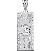 Claddagh Gold Hip Hop Jewelry .925 Sterling Silver One Million Dollar Bill Pendant