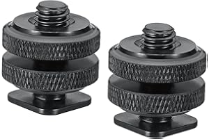 PATIKIL 3/8"-16 Camera Hot Shoe Mount, 2 Pack Flash Cold Shoe Mount Tripod Screw Adapter for DSLR Rig, Black