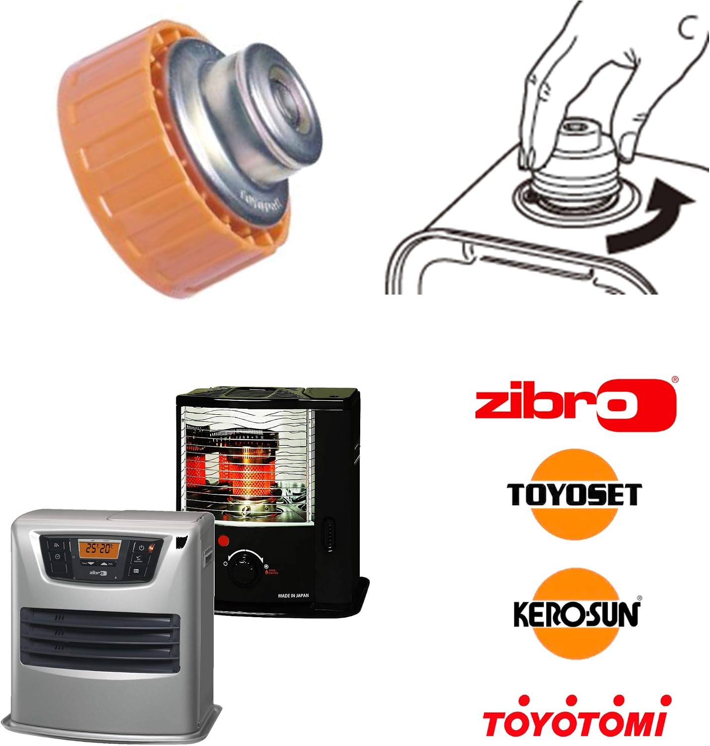 Zibro Cap with Ferrule for Tank Original Product for Zibro Fuel Stove/Toyotomi, Orange - Image 5