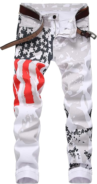 Prized American Flag Printed Men S Jeans Straight Fit Stretch White Jeans Pants For Men At Amazon Men S Clothing Store Prized American Flag Printed Men S Jeans Straight Fit Stretch White Jeans Pants For Men At Amazon Men S Clothing Store