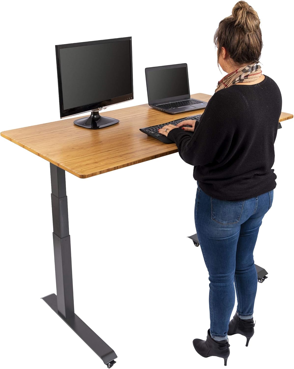 best standing desks on amazon on Amazon Com Stand Up Desk Store Solid Wood Top Electric Adjustable Height Standing Desk With Programmable Memory Charcoal Frame Bamboo Top 60 Wide Kitchen Dining